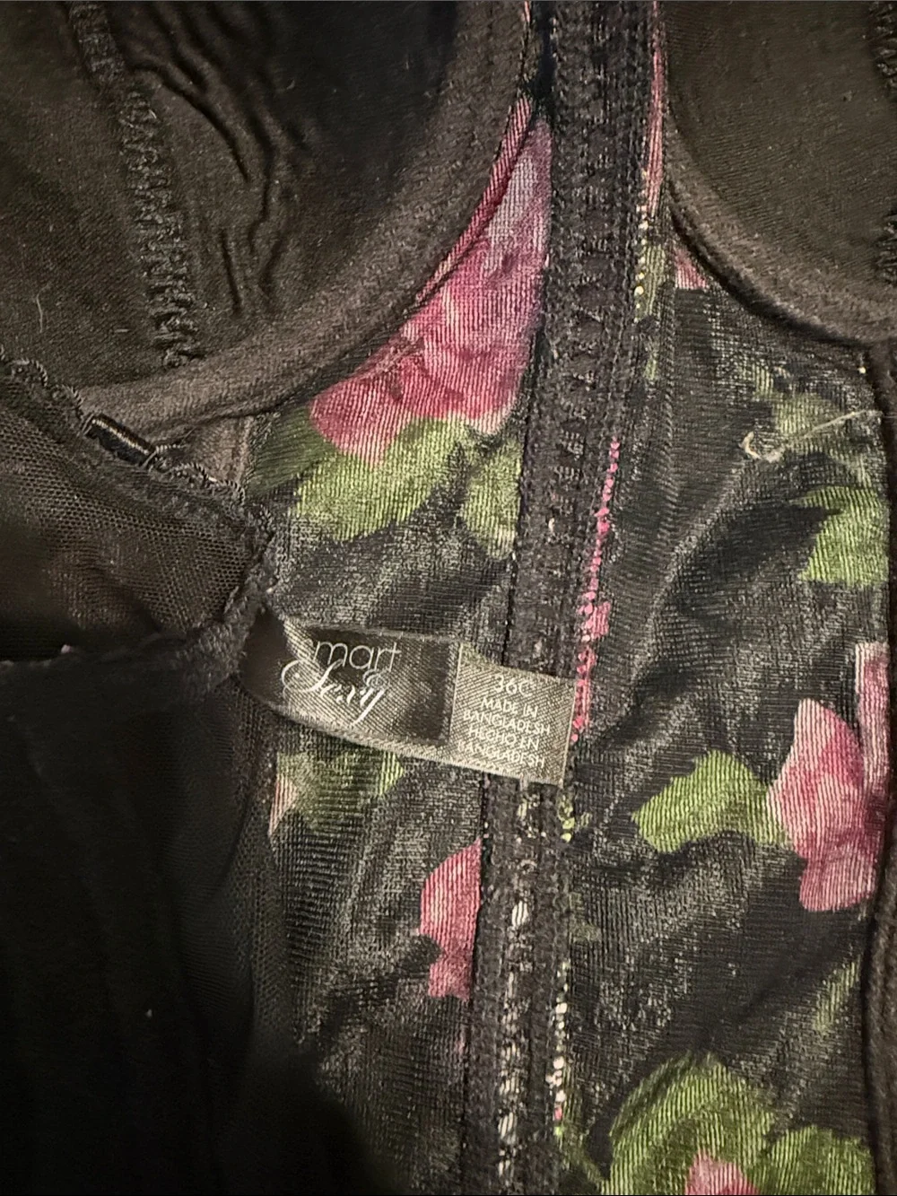 smart & sexy Black Strapless Floral Bustier with Pink Roses